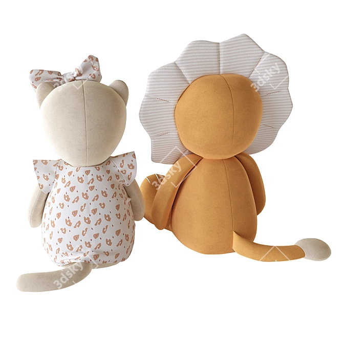 Soft Lion Cub Toys Duo 3D model image 4