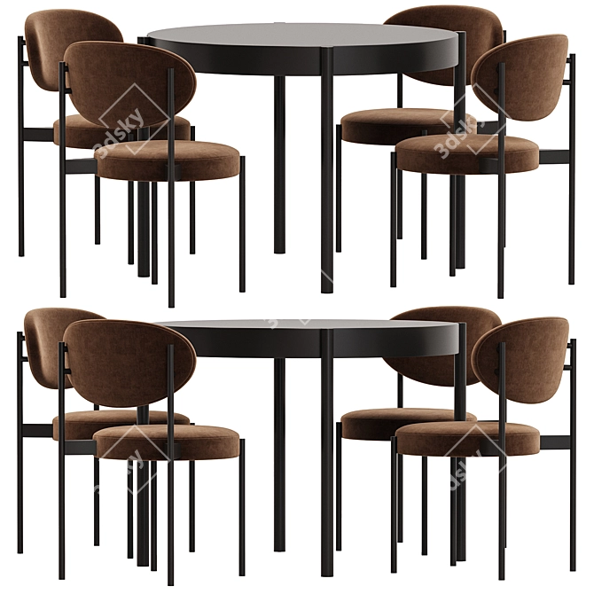 Modern Dining Set 10-Piece Ensemble 3D model image 1