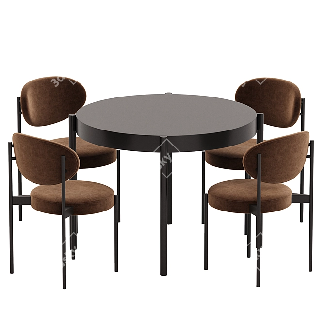 Modern Dining Set 10-Piece Ensemble 3D model image 3