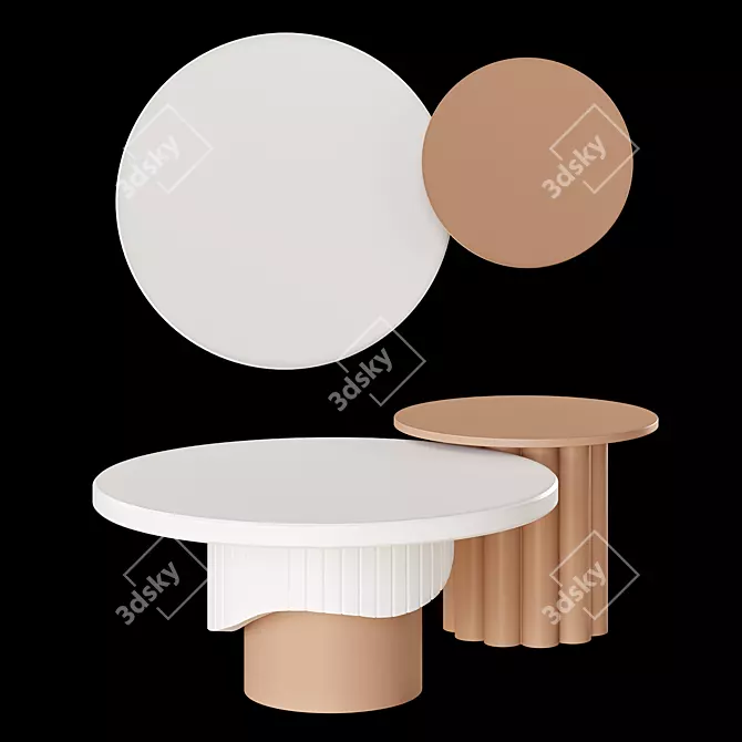 Japandi Style Coffee Table Set 3D model image 2