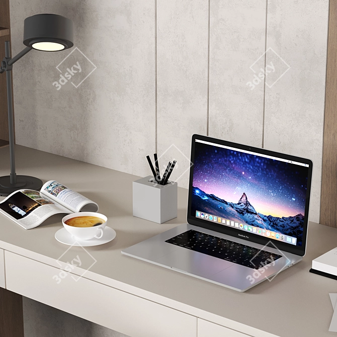 Modern Home Office Desk Set 3D model image 7