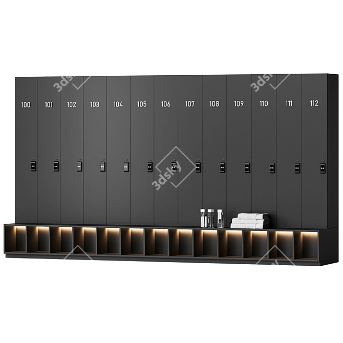 Gym Locker Room Furniture Set 3D model image 1