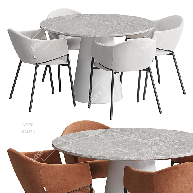 Modern Scandinavian Dining Set 3D model image 6