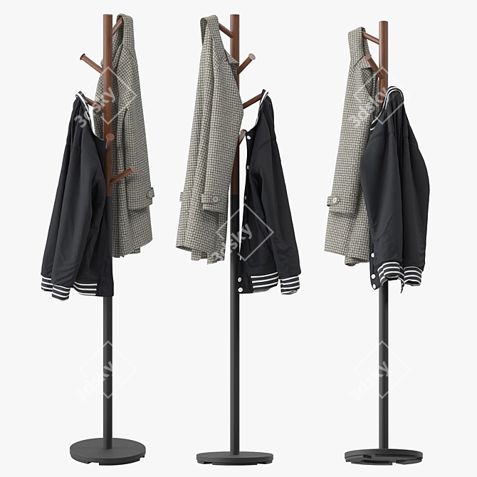 Forest Rustic Coat Rack 3D model image 1