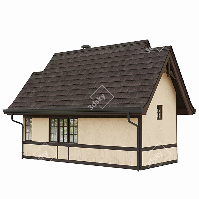 Stylish Low Poly Classic House 3D model image 4