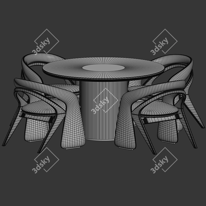 Modern Dining Set with Olga Chair 3D model image 3