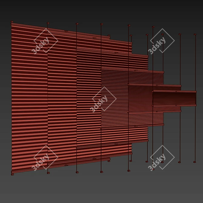 Animated Pleated Curtains: Customizable Coverage 3D model image 5