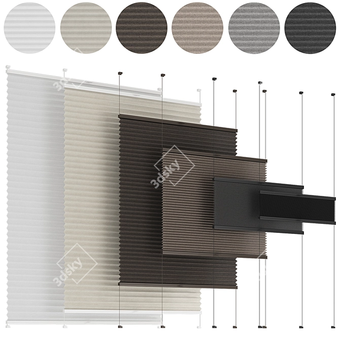 Animated Pleated Curtains: Customizable Coverage 3D model image 6