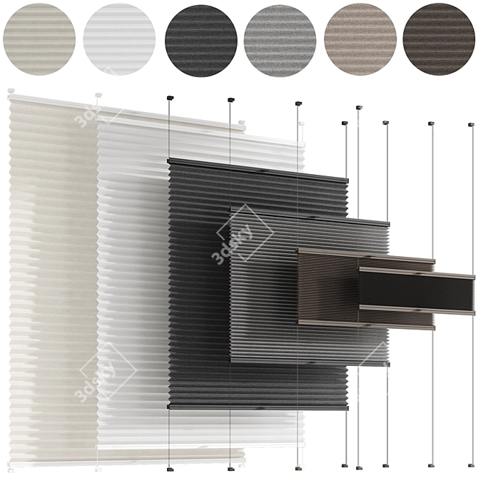 Animated Pleated Curtains: Customizable Coverage 3D model image 10