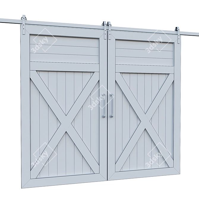  Corrugated Metal and Wood Barn Door 3D model image 4