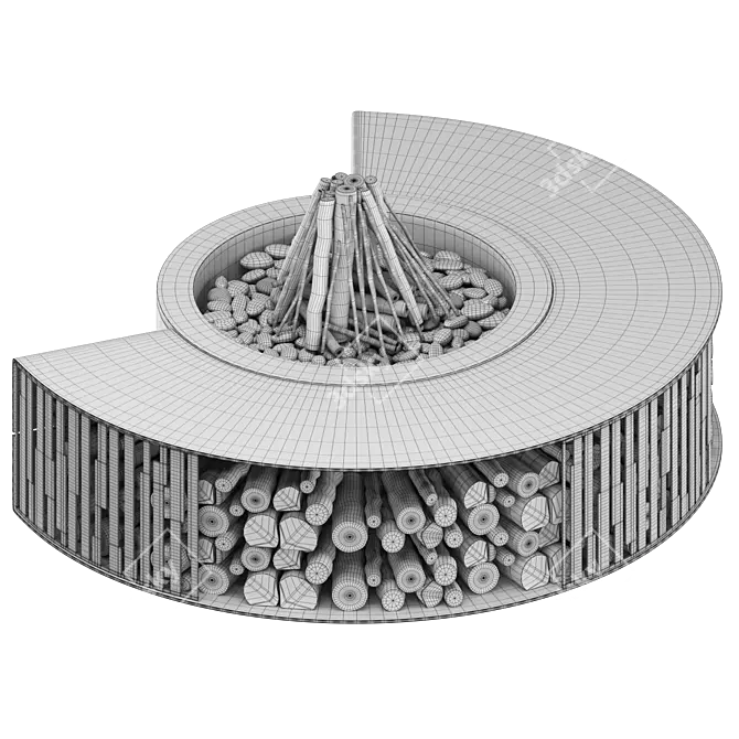 Round Fire Pit with Table 3D model image 4