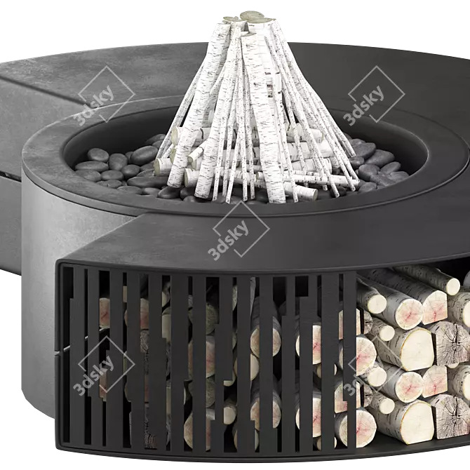 Round Fire Pit with Table 3D model image 5