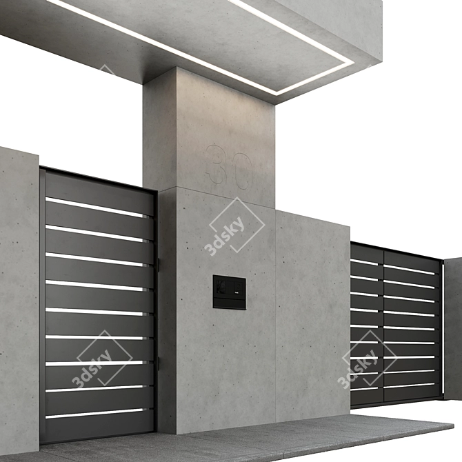 Modern Minimalist Entrance Fence 3D model image 4