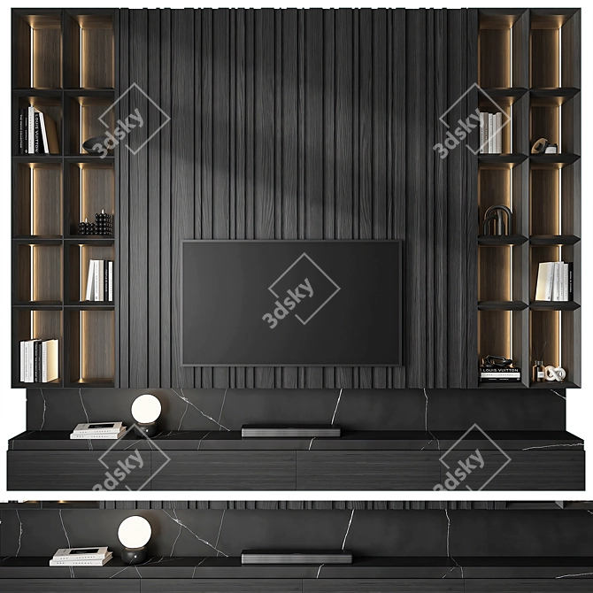 Modern TV Wall Set Unit 3D model image 1