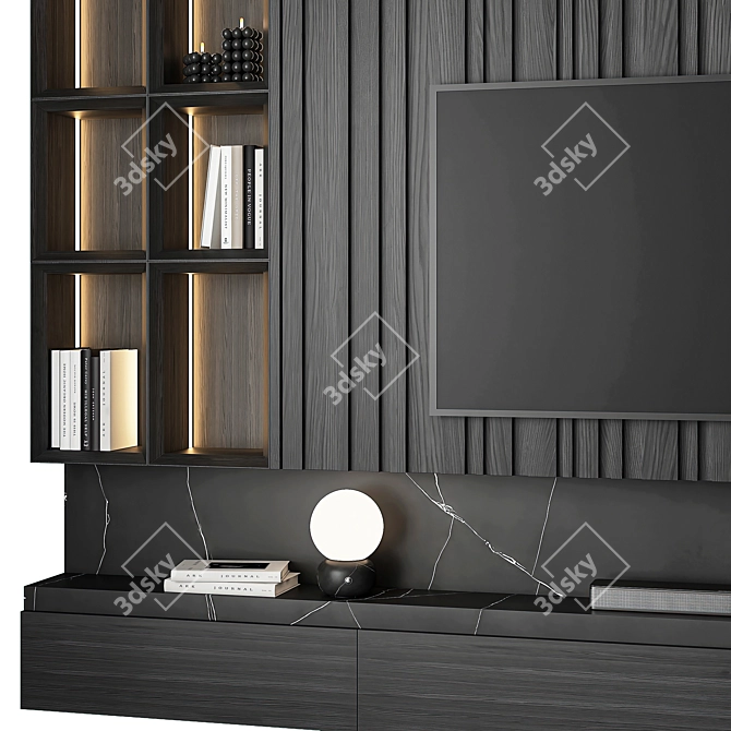 Modern TV Wall Set Unit 3D model image 2