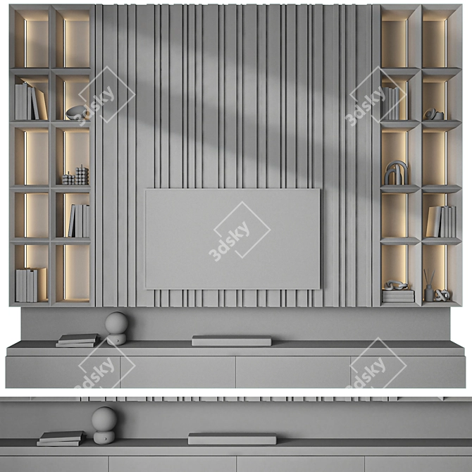 Modern TV Wall Set Unit 3D model image 3