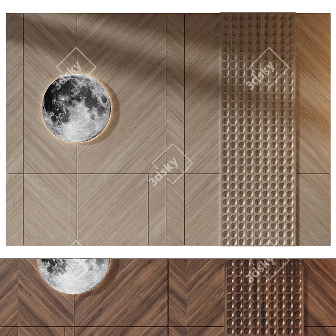 Natural Wood Wall Panel 091 3D model image 1