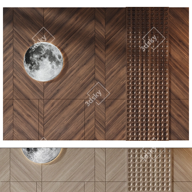 Natural Wood Wall Panel 091 3D model image 2