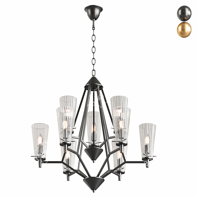 Adjustable Pendant Chandelier with Interchangeable Bulb 3D model image 1