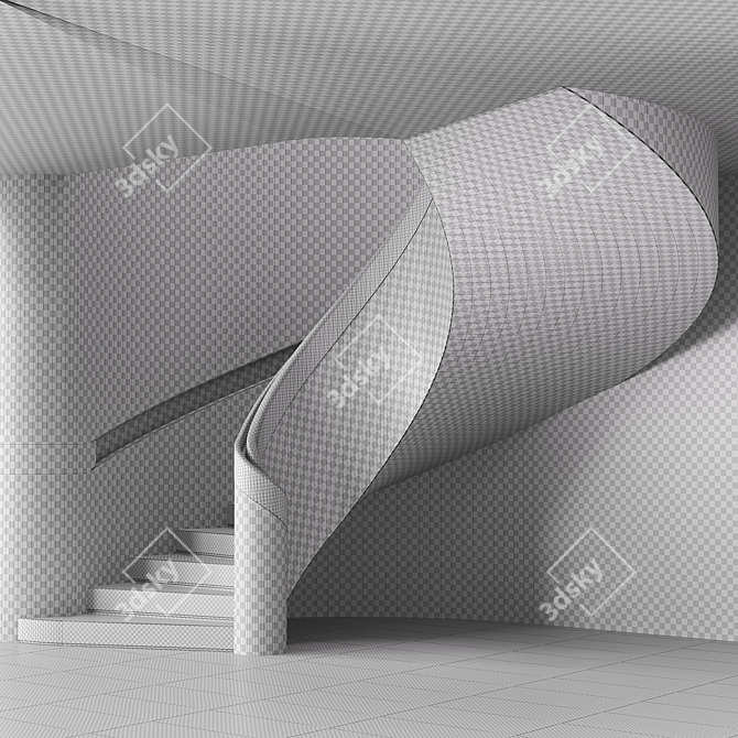 Neoclassical Stone Spiral Staircase 3D model image 4