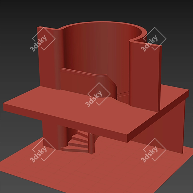 Neoclassical Stone Spiral Staircase 3D model image 5