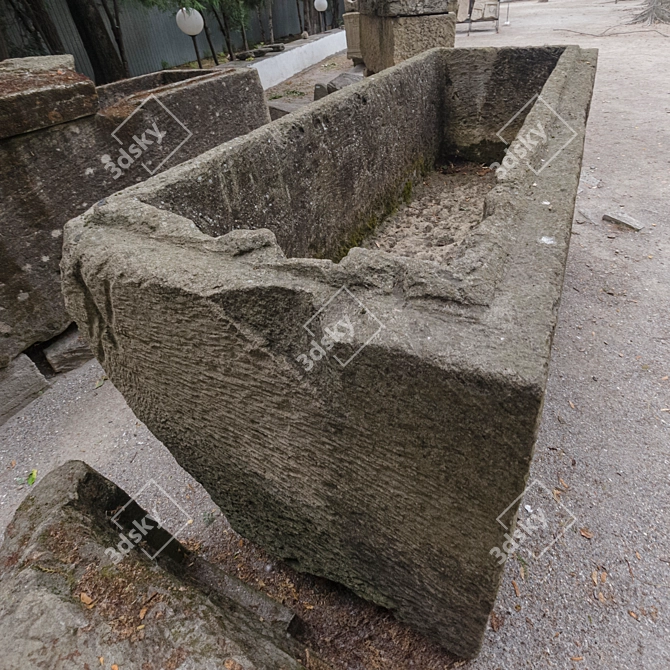 Weathered Stone Sarcophagus Replica 3D model image 7