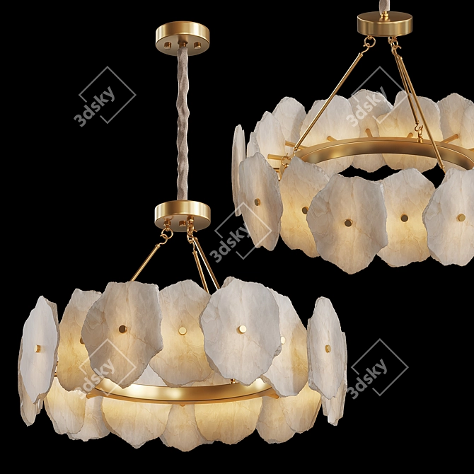 Elegant Marble LED Chandelier 60cm 3D model image 1