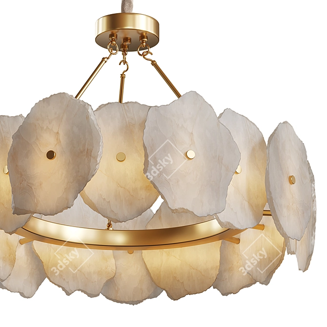 Elegant Marble LED Chandelier 60cm 3D model image 4