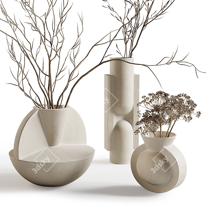 Light + Ladder Vases with Branches 3D model image 3