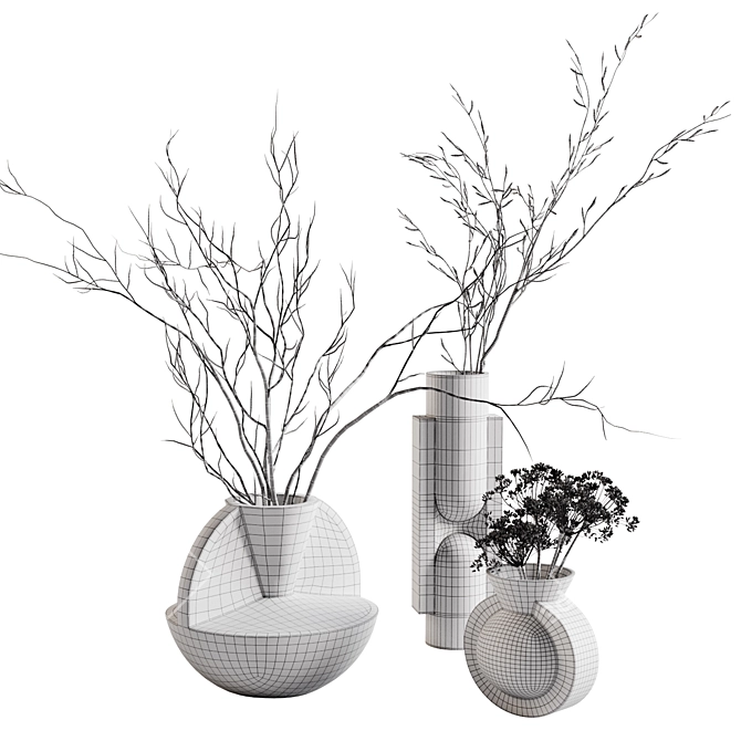 Light + Ladder Vases with Branches 3D model image 5