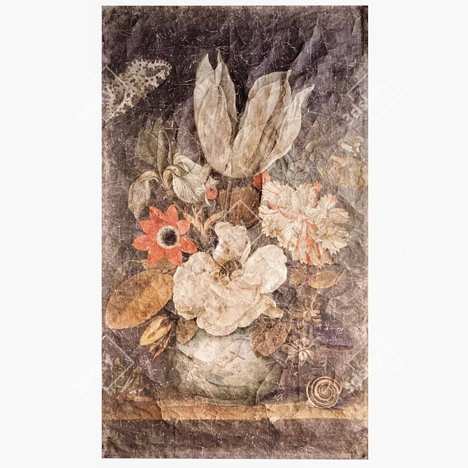 Birds and Floral Printed Tapestry 3D model image 4