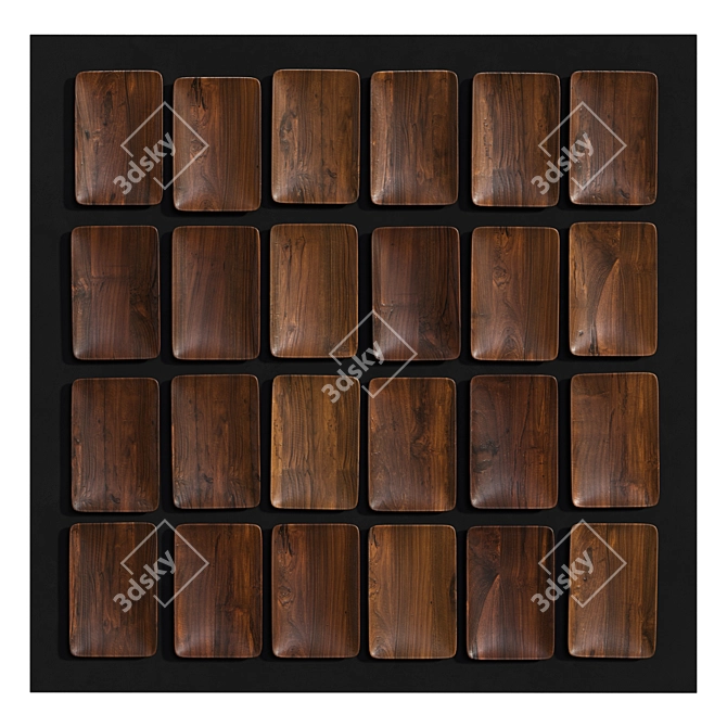 Modern Wooden Plate Wall Decor 3D model image 1