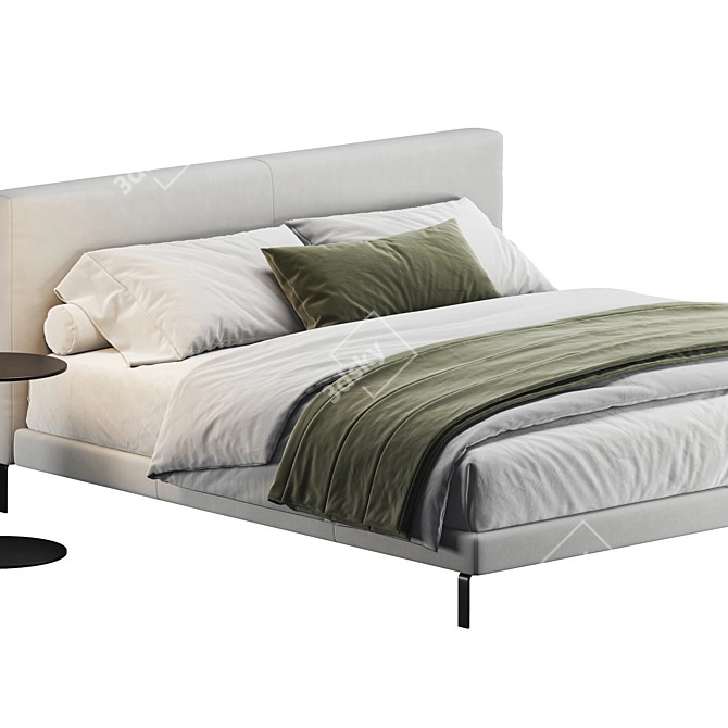 Luxury Modern Harlow Leather Bed 3D model image 2