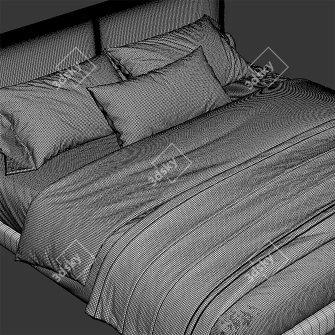 Luxury Modern Harlow Leather Bed 3D model image 3