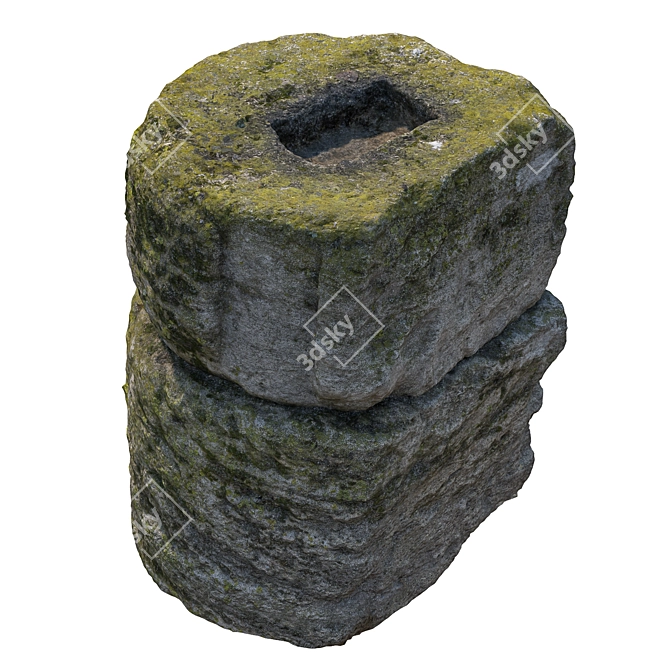 Ancient Stone Column with Moss 3D model image 3