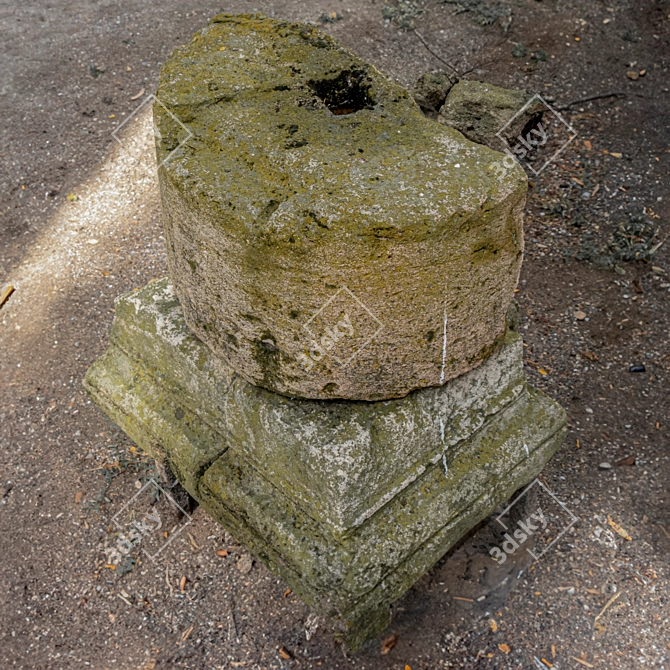 Ancient Mossy Stone Column 3D model image 7