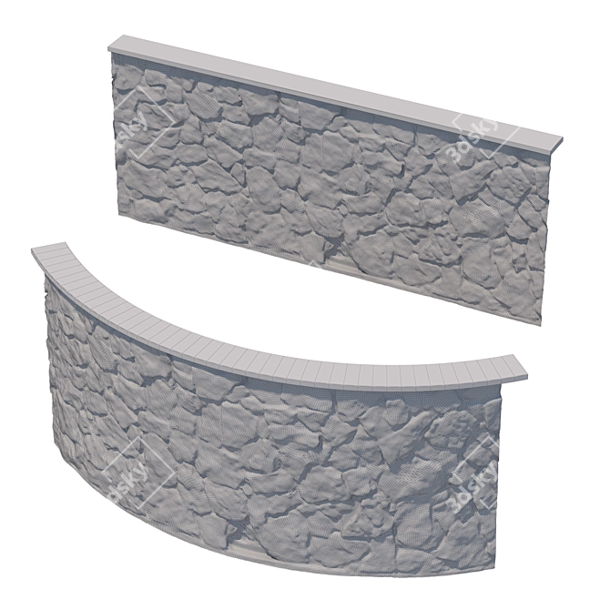 Wild Stone Fence Kit: Modular High-Polygon Model 3D model image 4