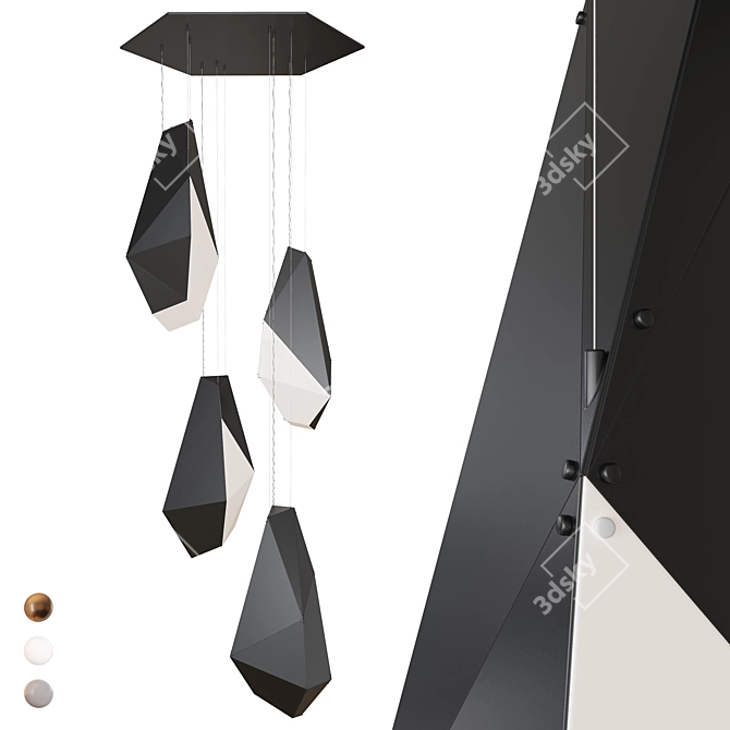 Geometric Rock Chandelier Light 3D model image 1