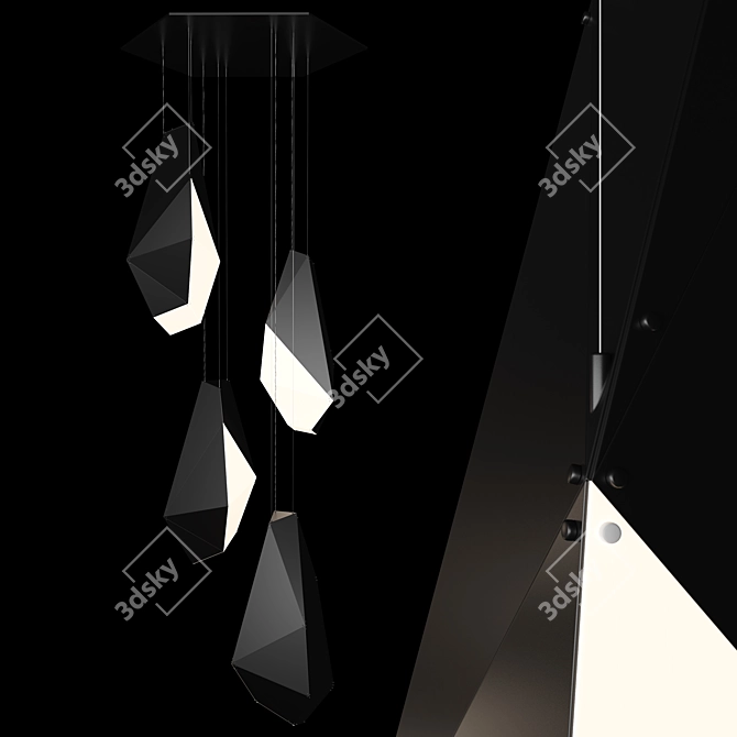 Geometric Rock Chandelier Light 3D model image 2