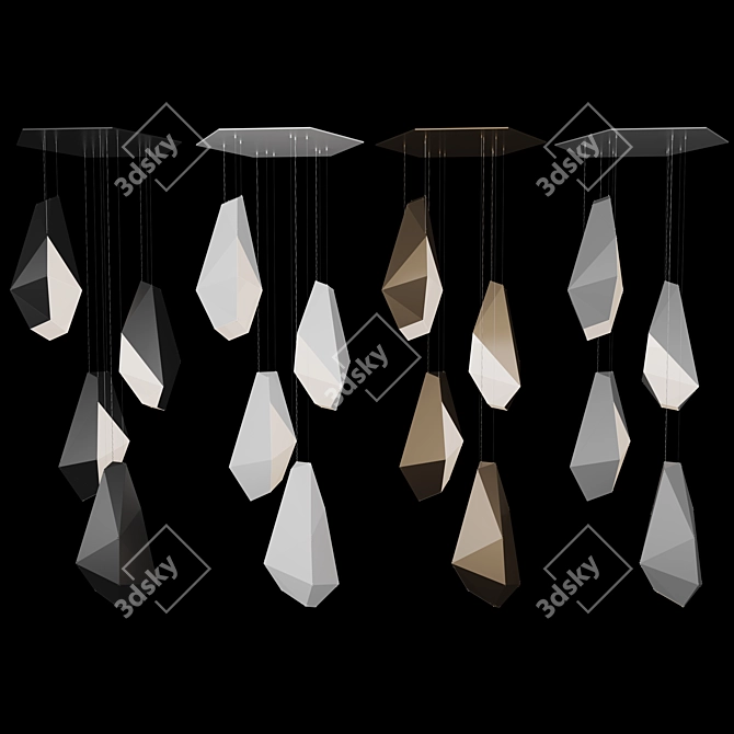 Geometric Rock Chandelier Light 3D model image 3