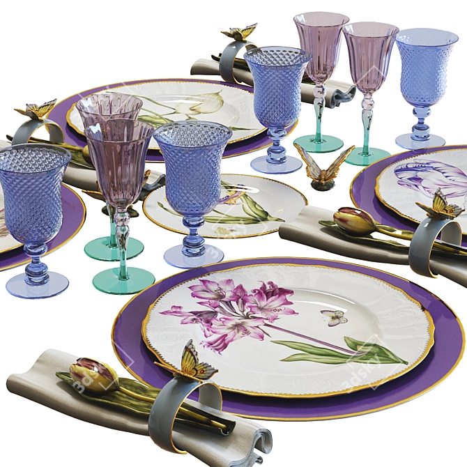 Anna Weatherley Hand-Painted Porcelain Dinnerware 3D model image 3