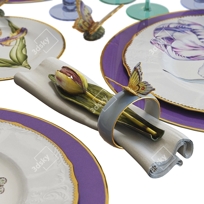 Anna Weatherley Hand-Painted Porcelain Dinnerware 3D model image 5