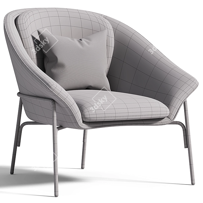 Melange Woven Fabric Chair Lauren 3D model image 4