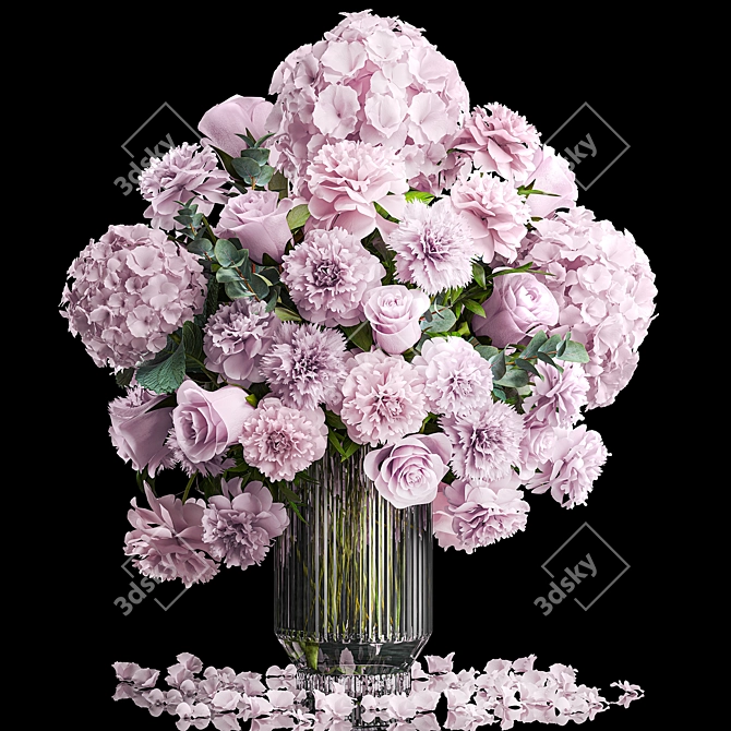 Unique title for the product: Spring Blooms Glass Vase Set 3D model image 1