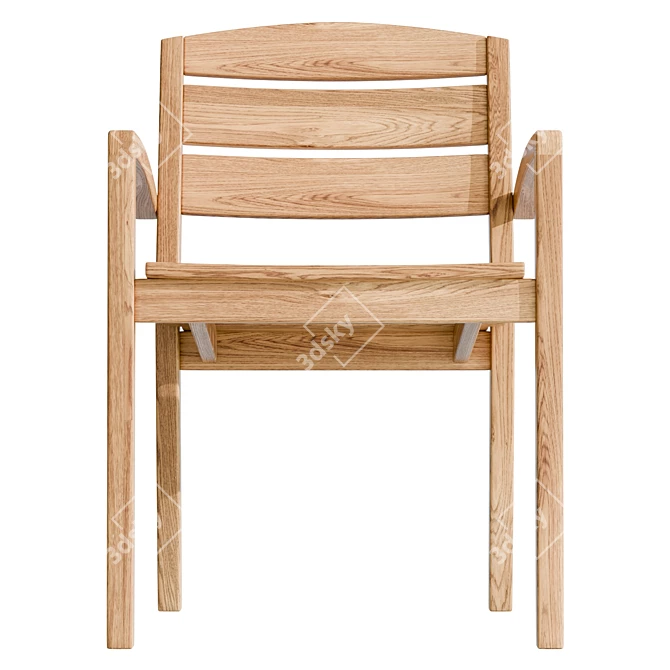 Teak Outdoor Chair, UV-Unwrapped, Real Size 3D model image 2