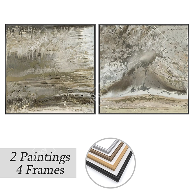 Artwork Set with Multiple Frames 3D model image 1