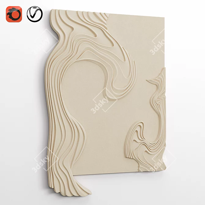 Wave Gypsum Panel 2021 3D model image 1