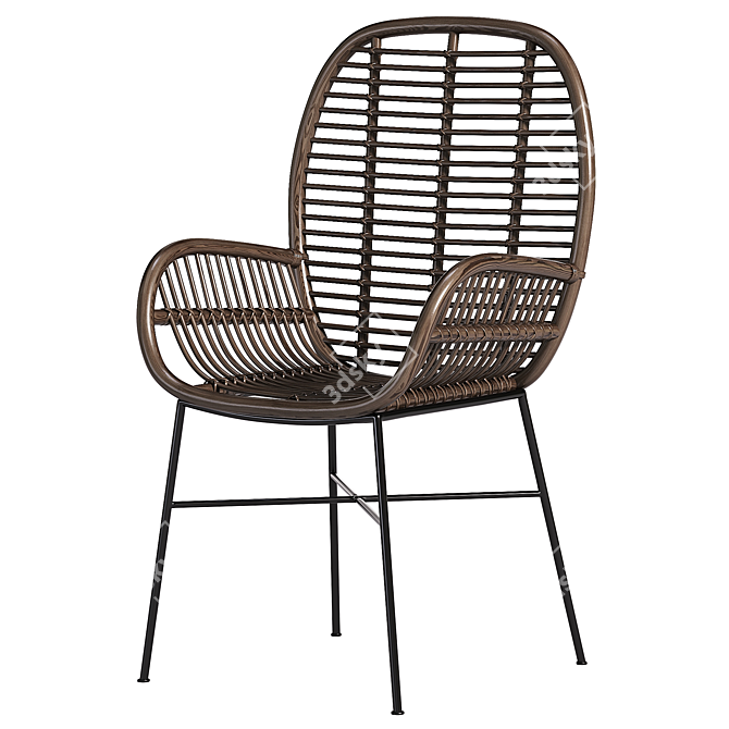 Elegant Rattan Armchair Design 3D model image 3