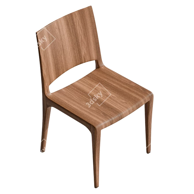 Natural Wood Voltri Chair 3D model image 5