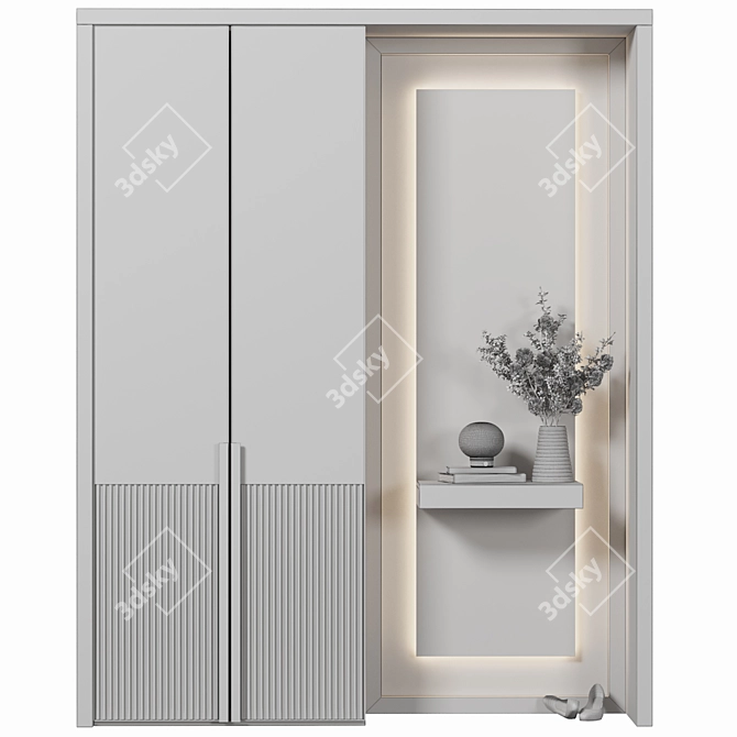 Modern Wood Hallway Storage Unit 3D model image 12